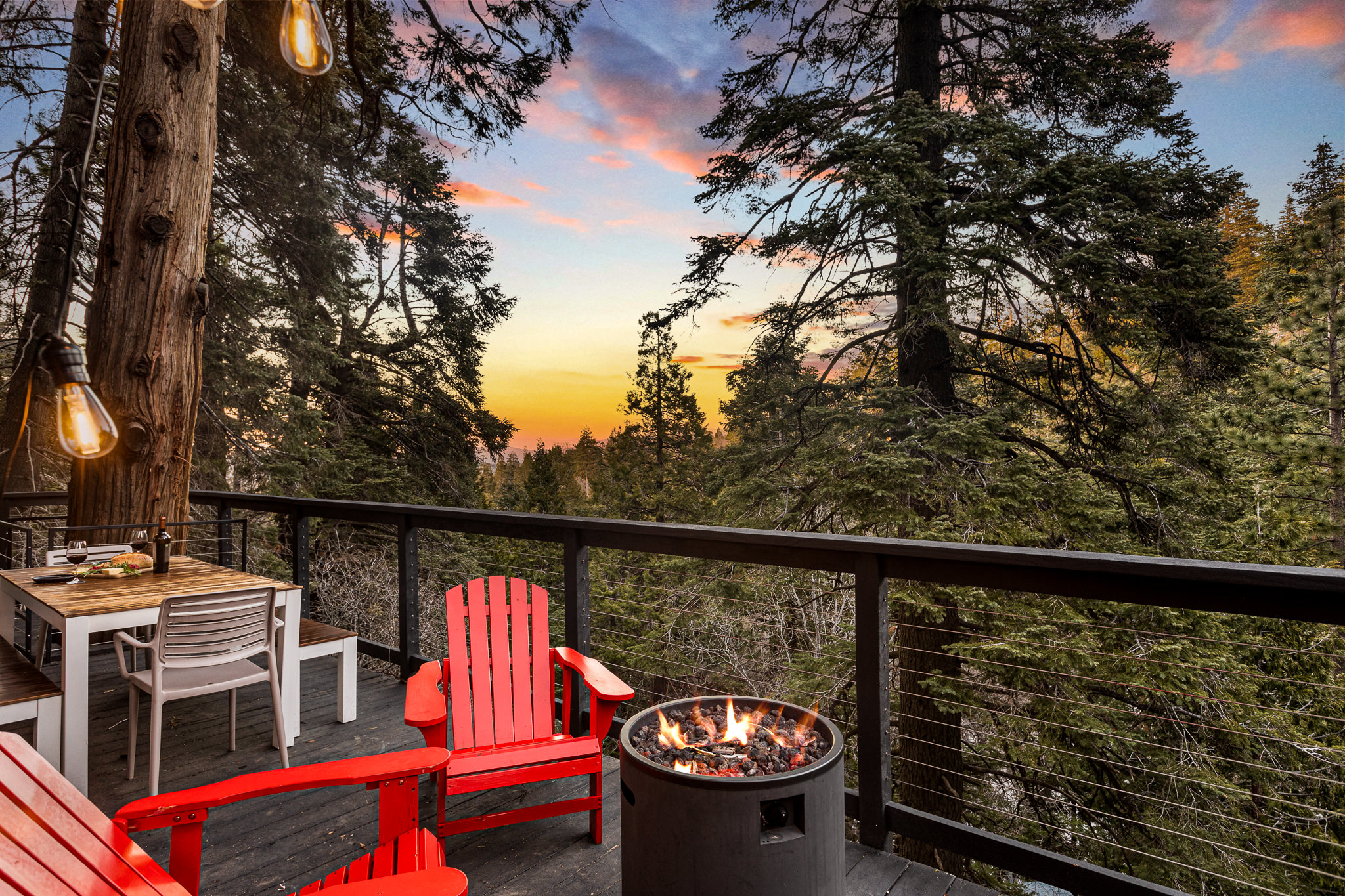 Experience mountain living with a seamless transition from the comforts of your modern home, to treetop views on the outside. Cozy up with a hot chocolate next to the warmth of the fire-pit.
