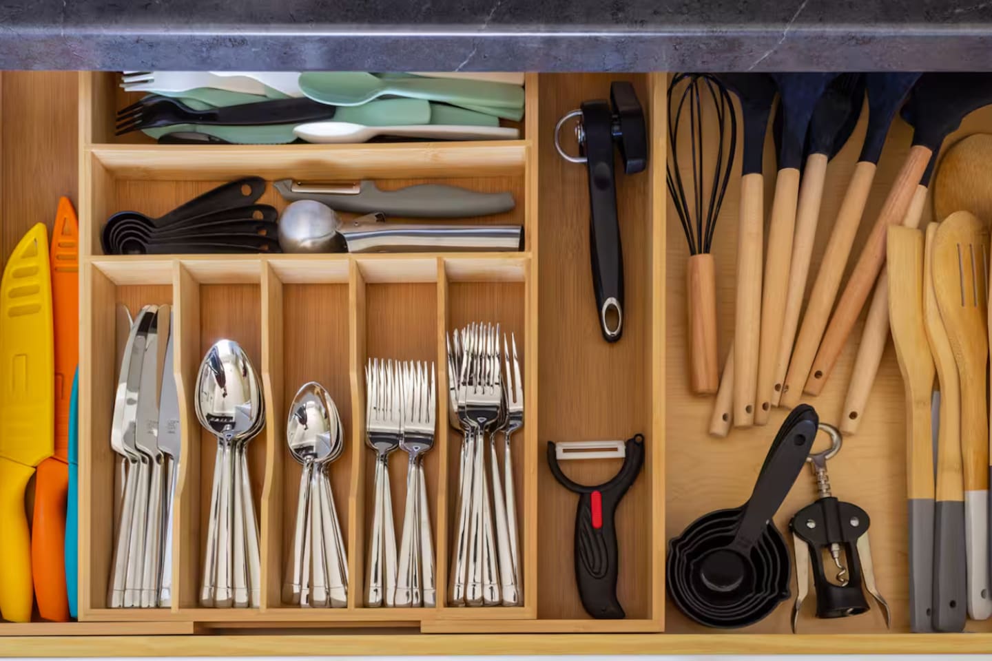 Fully stocked utensils and flatware mean you can cook like you're right at home.