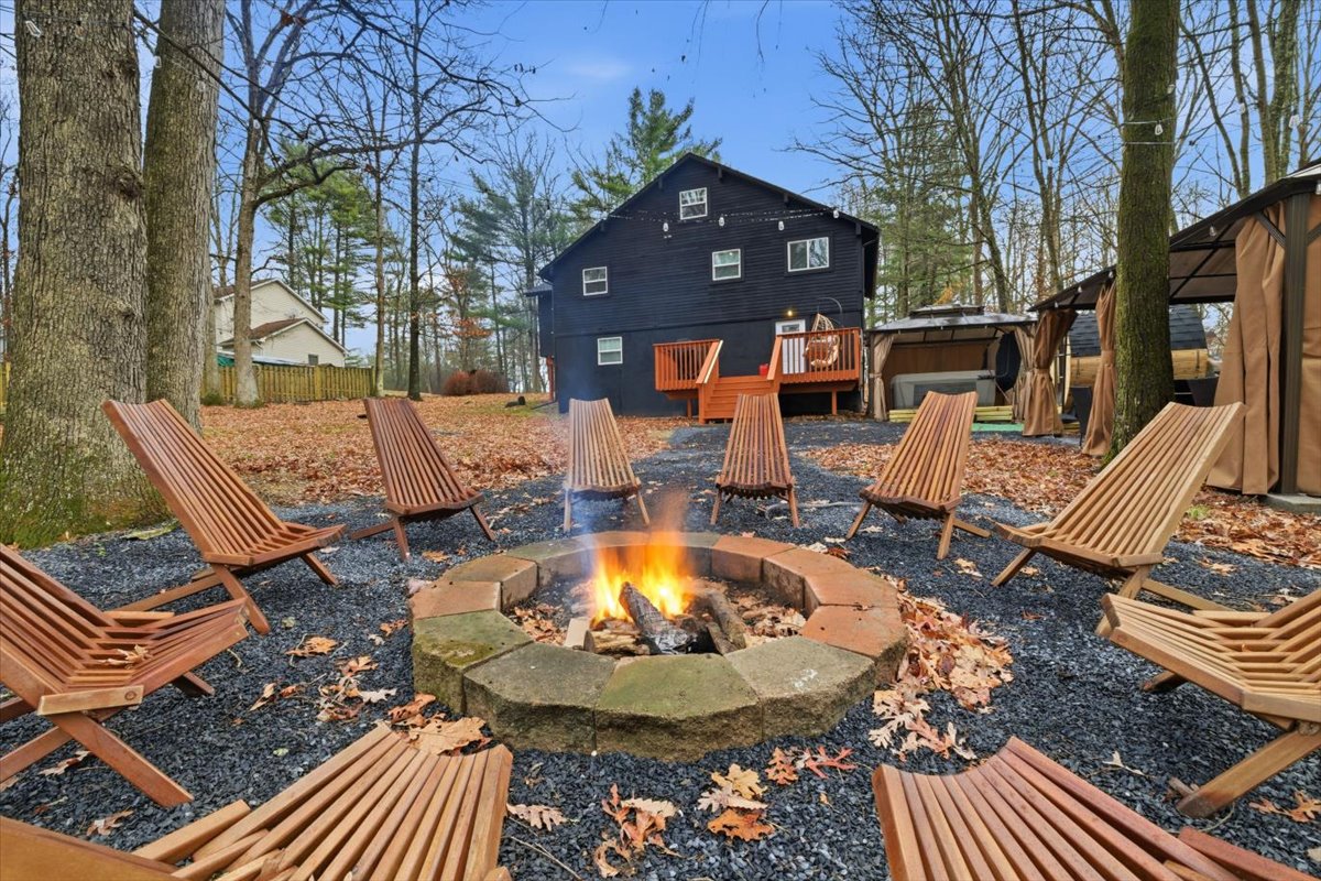 Seating for 10 around the large firepit