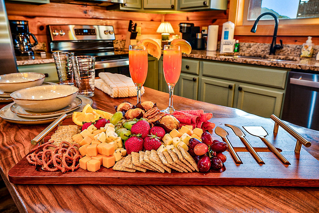 Nice island space for preparing and serving a meal for family and friends.