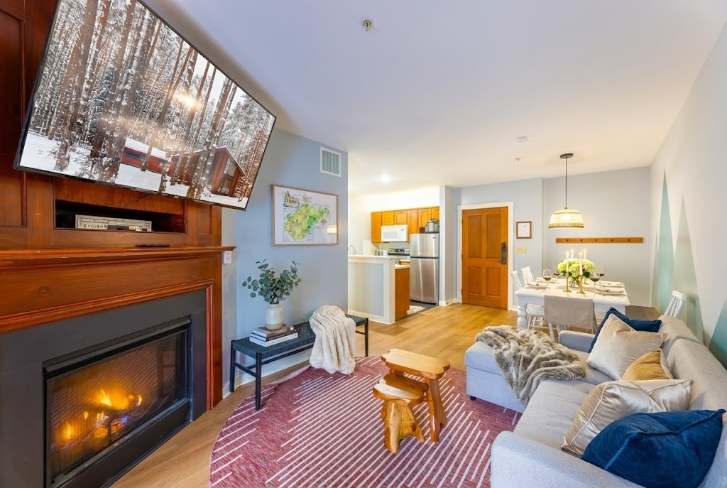 Stay entertained with the smart TV in this comfortable living space.