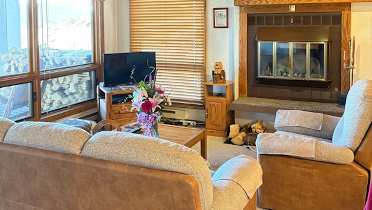 Cozy Living room with wood burning fireplace