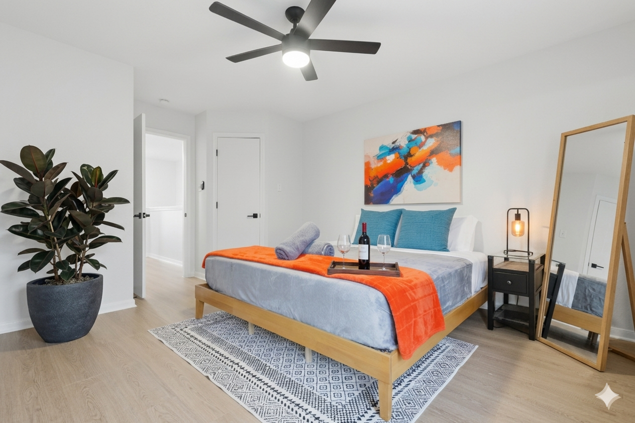 king bed in 3 bedrooms, 4 twin bed in one bedroom