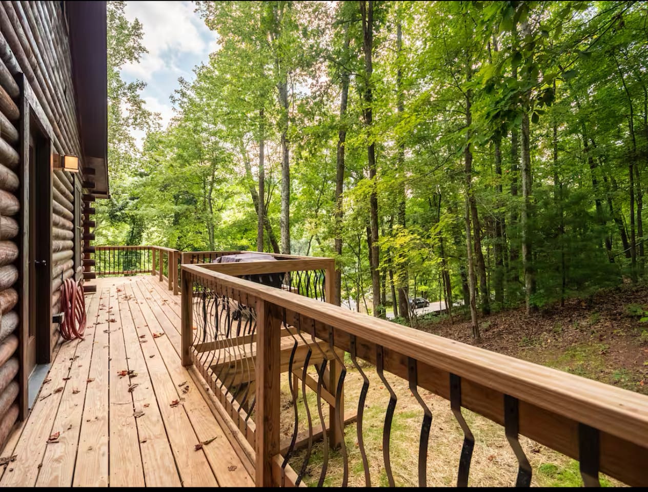 Wrap around deck of the cabin