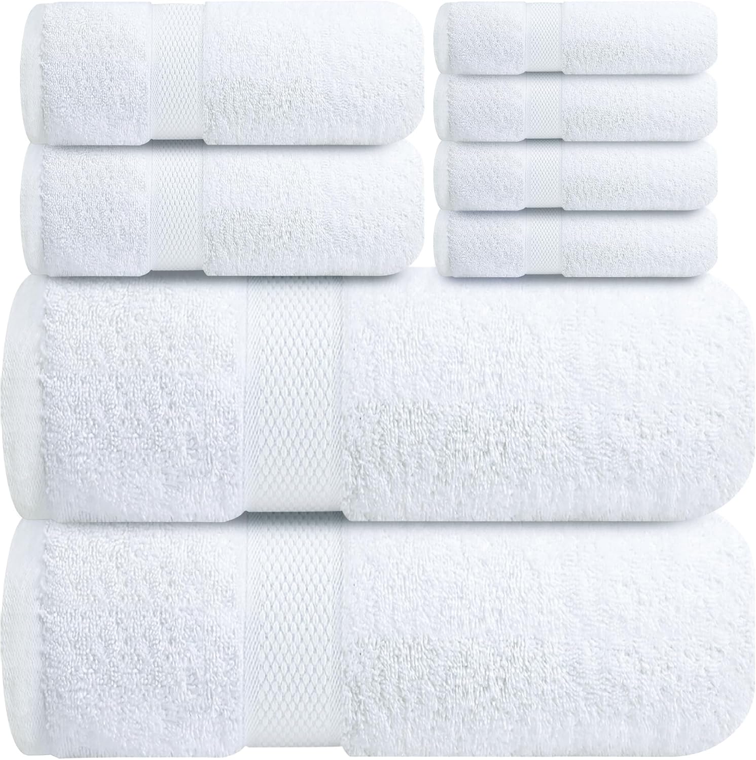 Luxury bath towels, hand towels and washcloths are provided for guests.