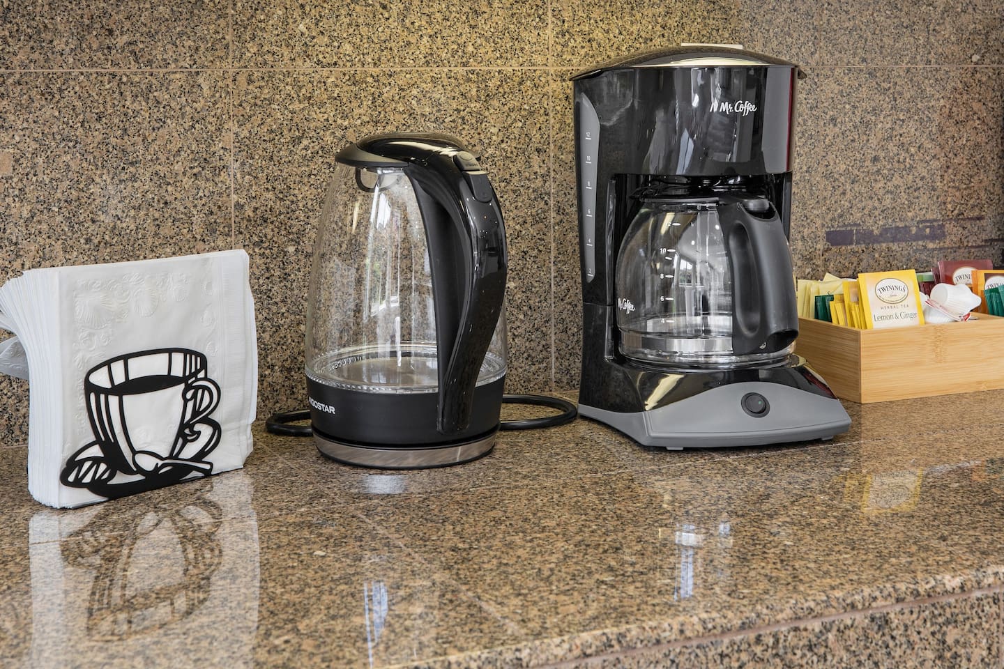 A coffee-maker for your caffeine fix + a water kettle for the tea-lovers