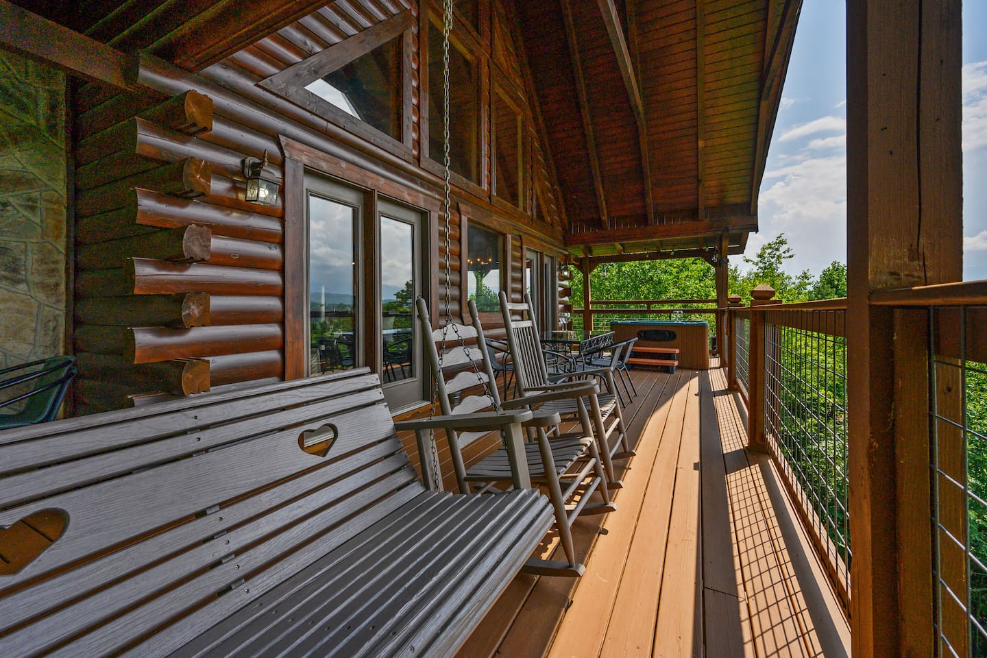 The swing is a great spot to enjoy your morning coffee.
