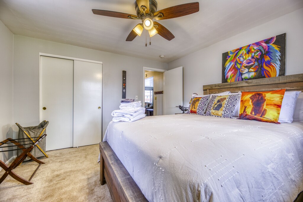 SIMBA ROOM:  Closet with lots of Storage space. This bedroom faces our beautiful backyard.