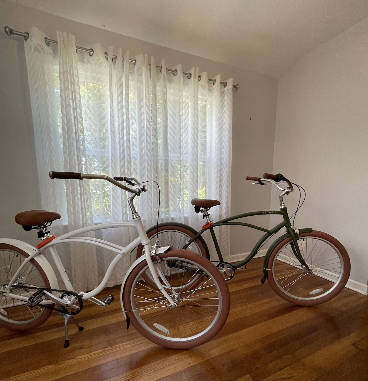 Enjoy cruising around and exploring the area on our bikes.