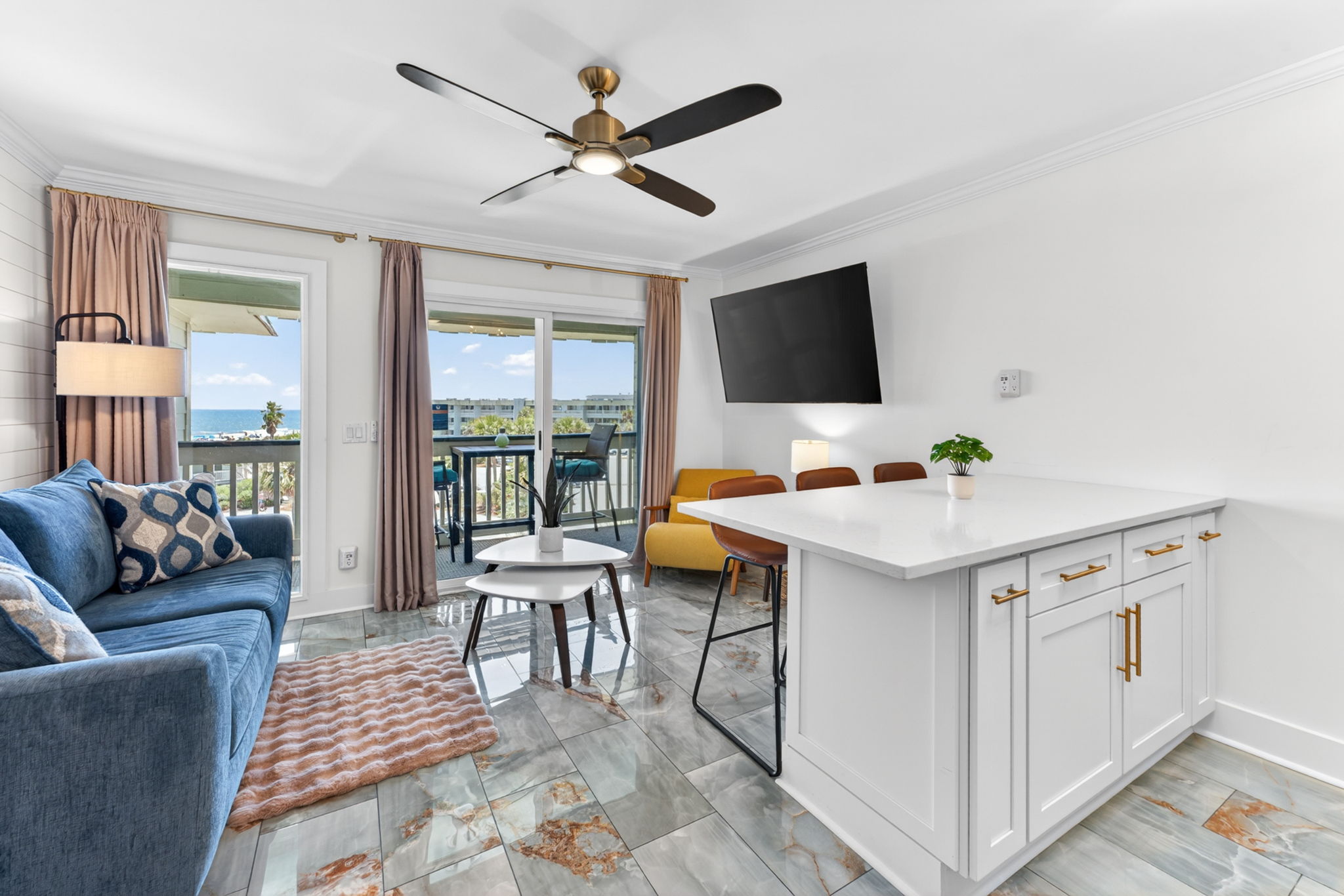 Living and Kitchen | Coastal Calm | Sea Cabins 310A, Isle of Palms, SC | IOP Escapes