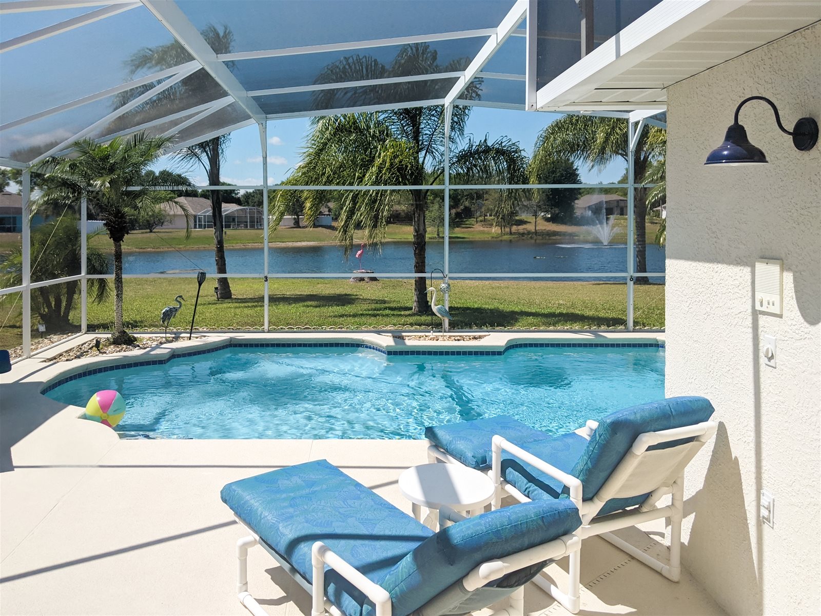 Relax on the loungers by the Private Screened Pool with lots of sunny South-West exposure!