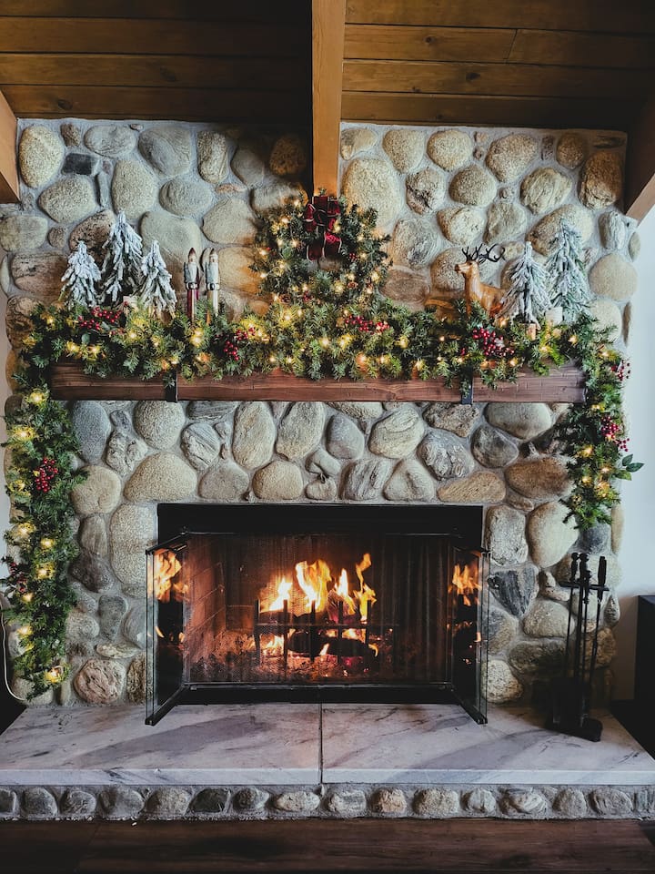 Large wood burning fireplace for amazing cozy fires!