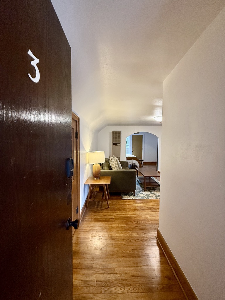 Through the front door.