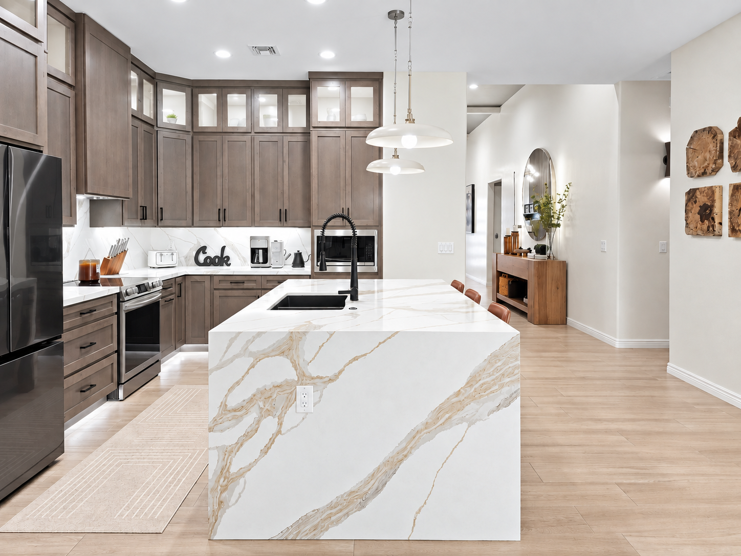 Modern and stylish kitchen with island.