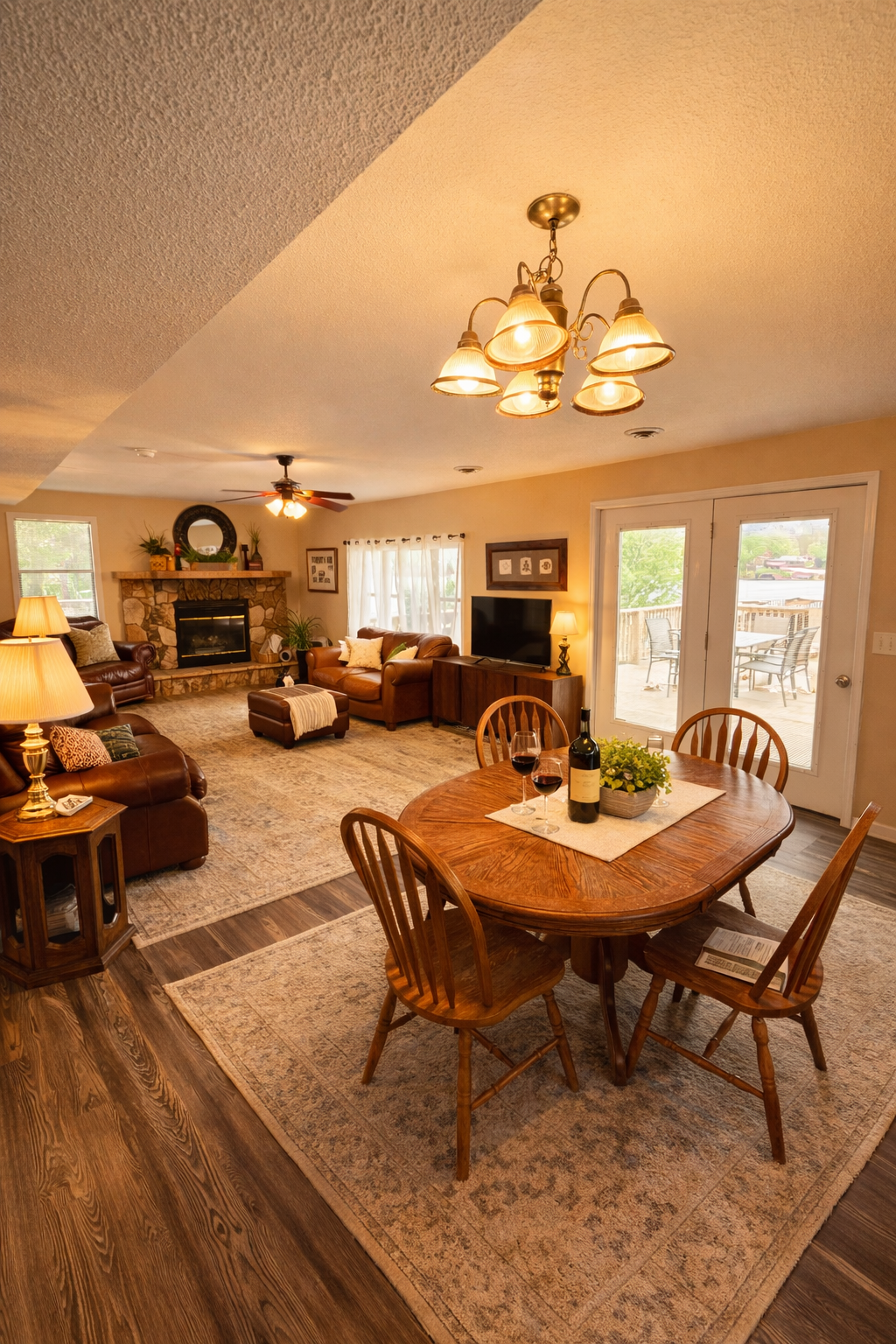 Open-concept living with living and dining and kitchen combined