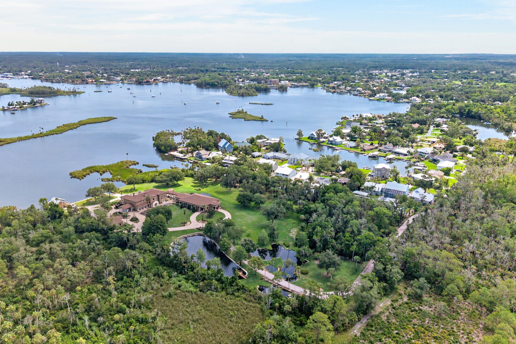 Aerial view of the waterfront neighborhood