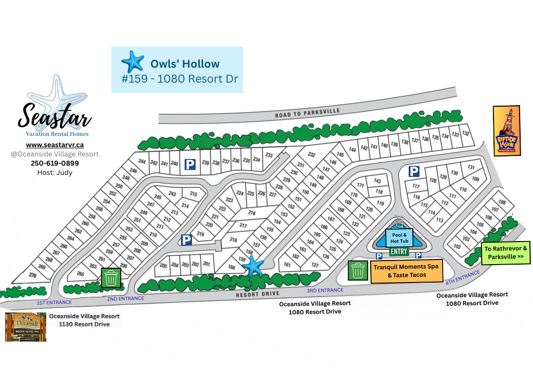 Resort map to locate your cottage easily