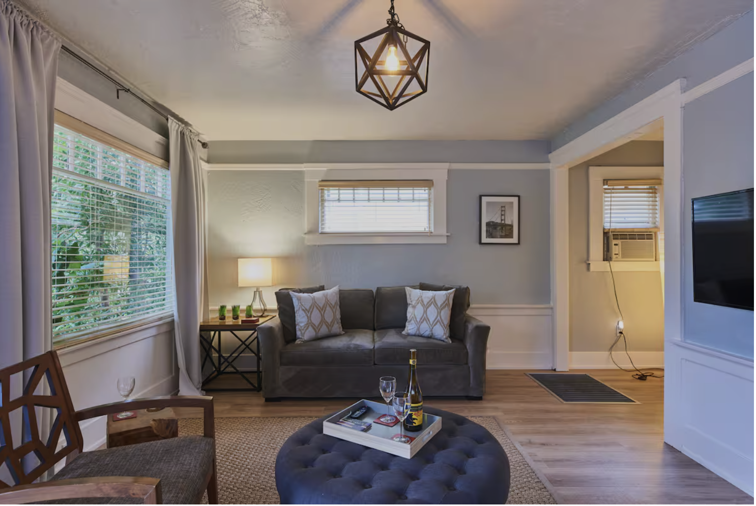 Cozy living room with a sleeper sofa