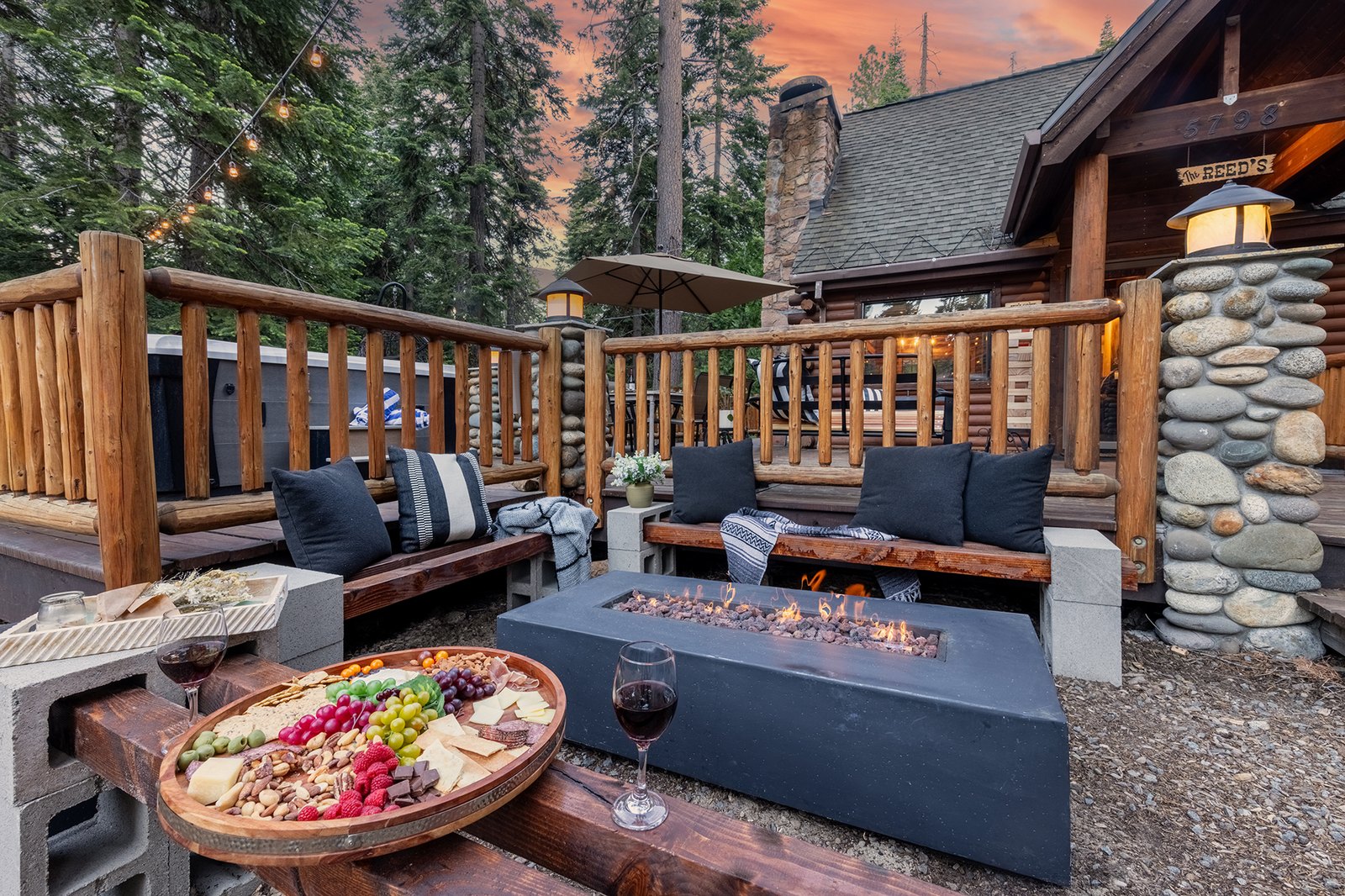 Fire pit with chairlift benches