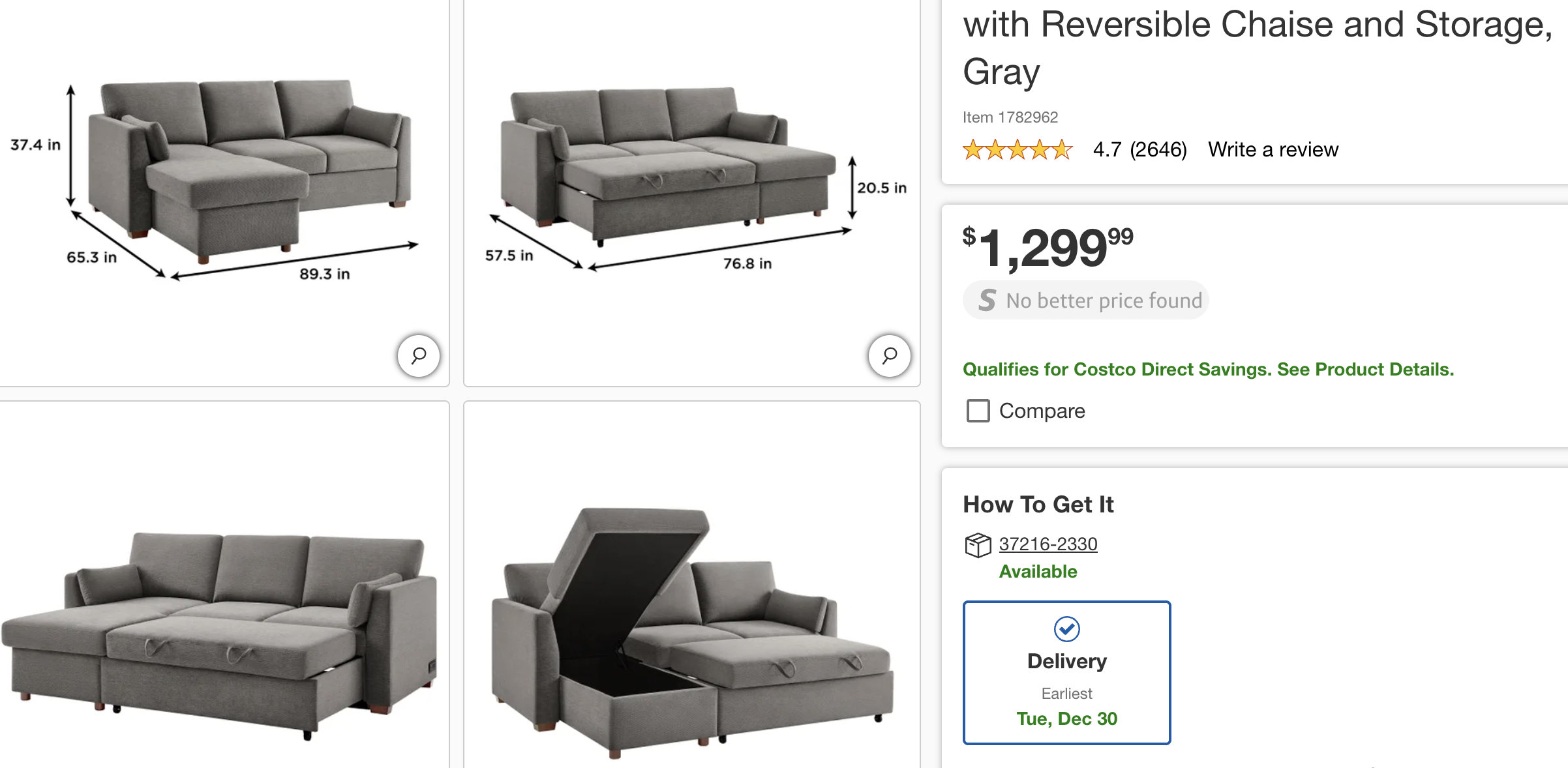Sleeper Sofa, Memory Foam, Queen Size & Look at those reviews! This isn't your grandmas sleeper sofa!