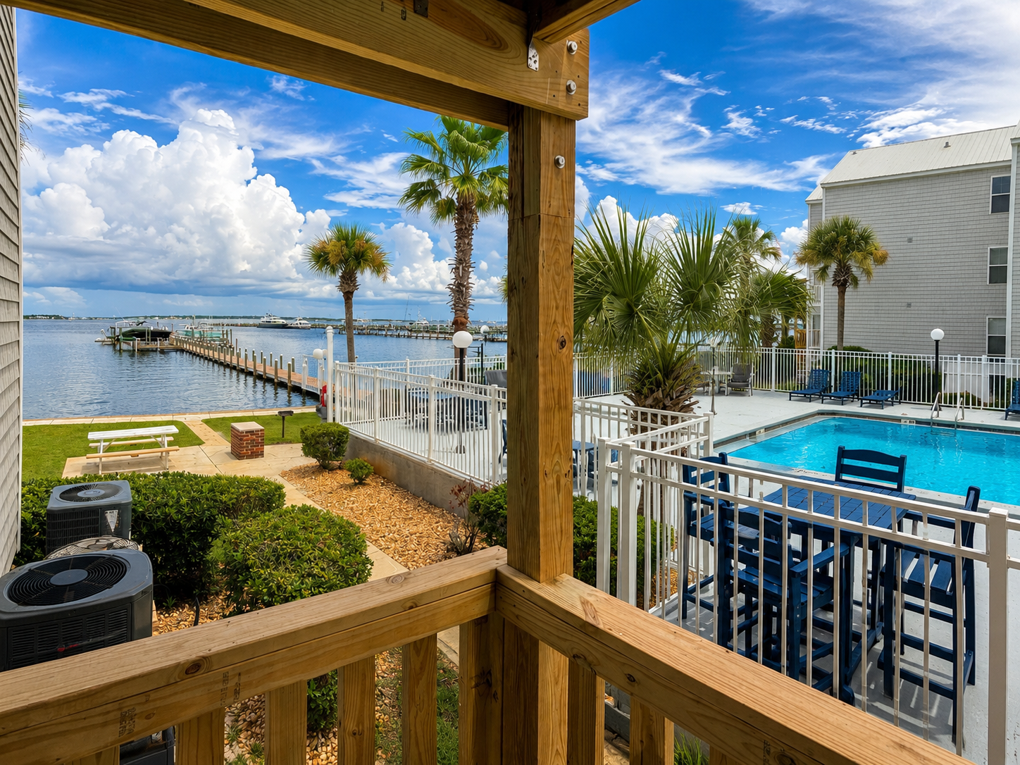 Wake up to beautiful bay views, palm trees and the pool just steps away. Your Okaloosa Island getaway starts here.