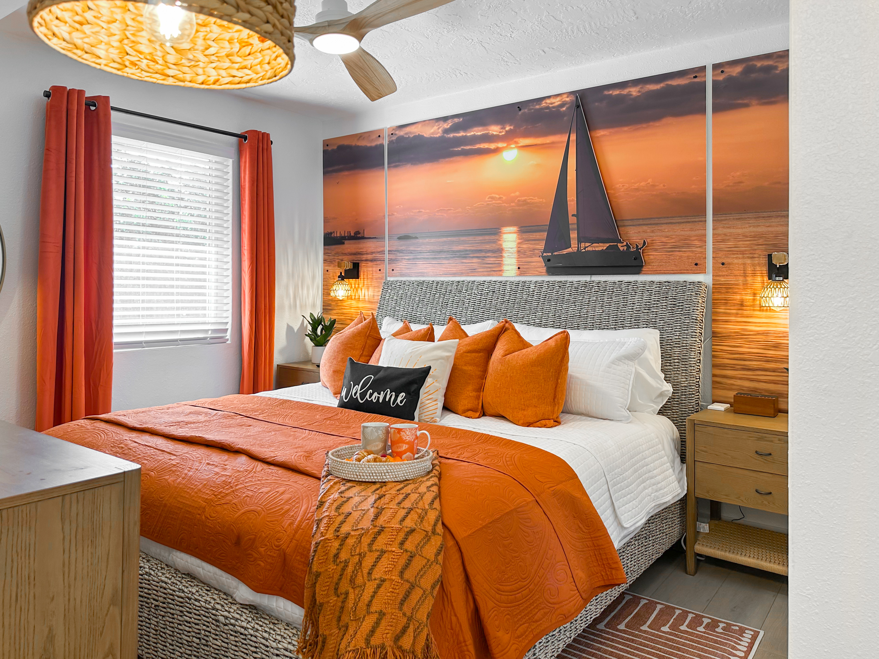 The Sunset Sail bedroom has a King bed.