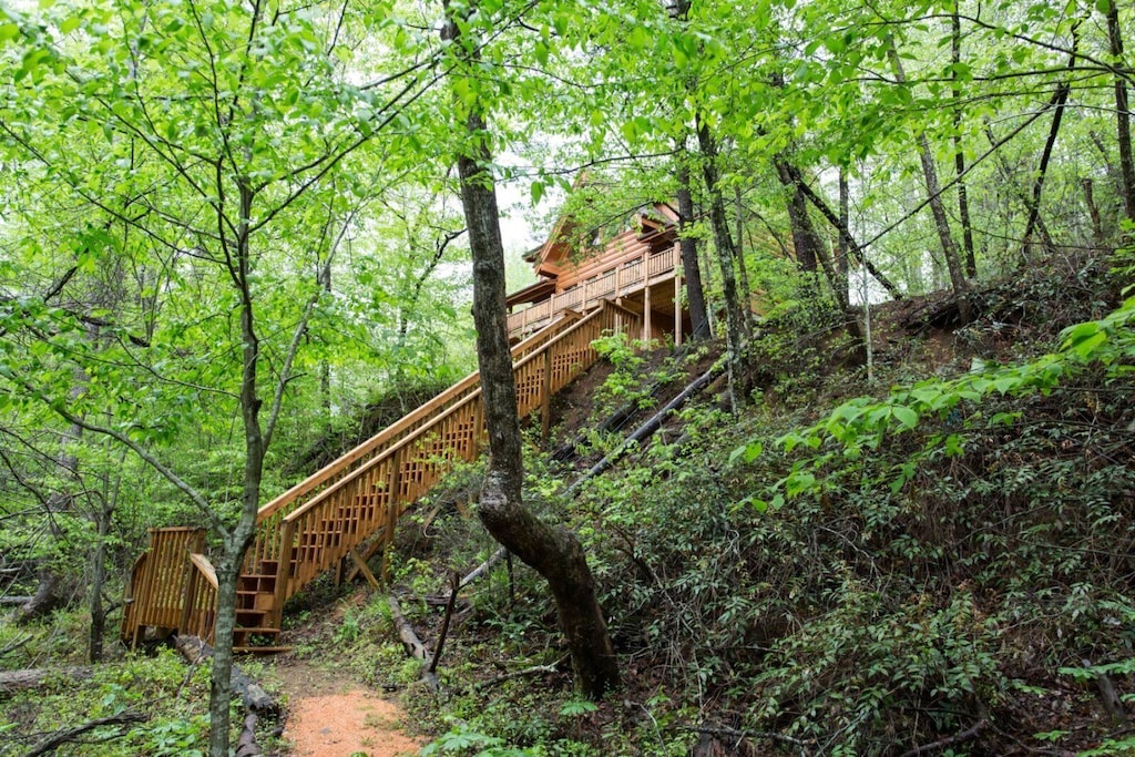 Here you can see the stairs leading down from the home.