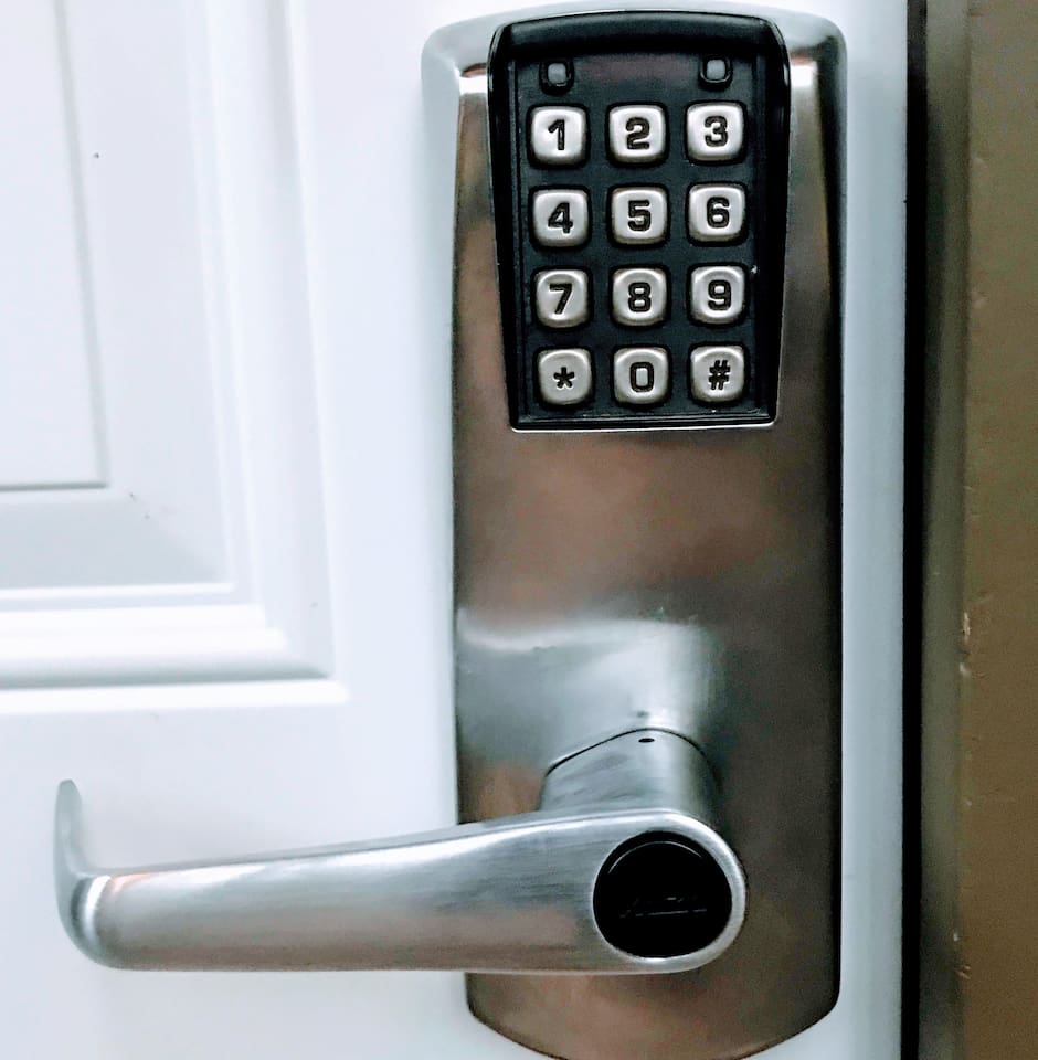 Self Check-In Keypad  & Unique Access codes ensure secure & flexible guest access. Our property is equipped with a Kaba Keypad Lock and unique door codes are generated for each and every guest stay. 