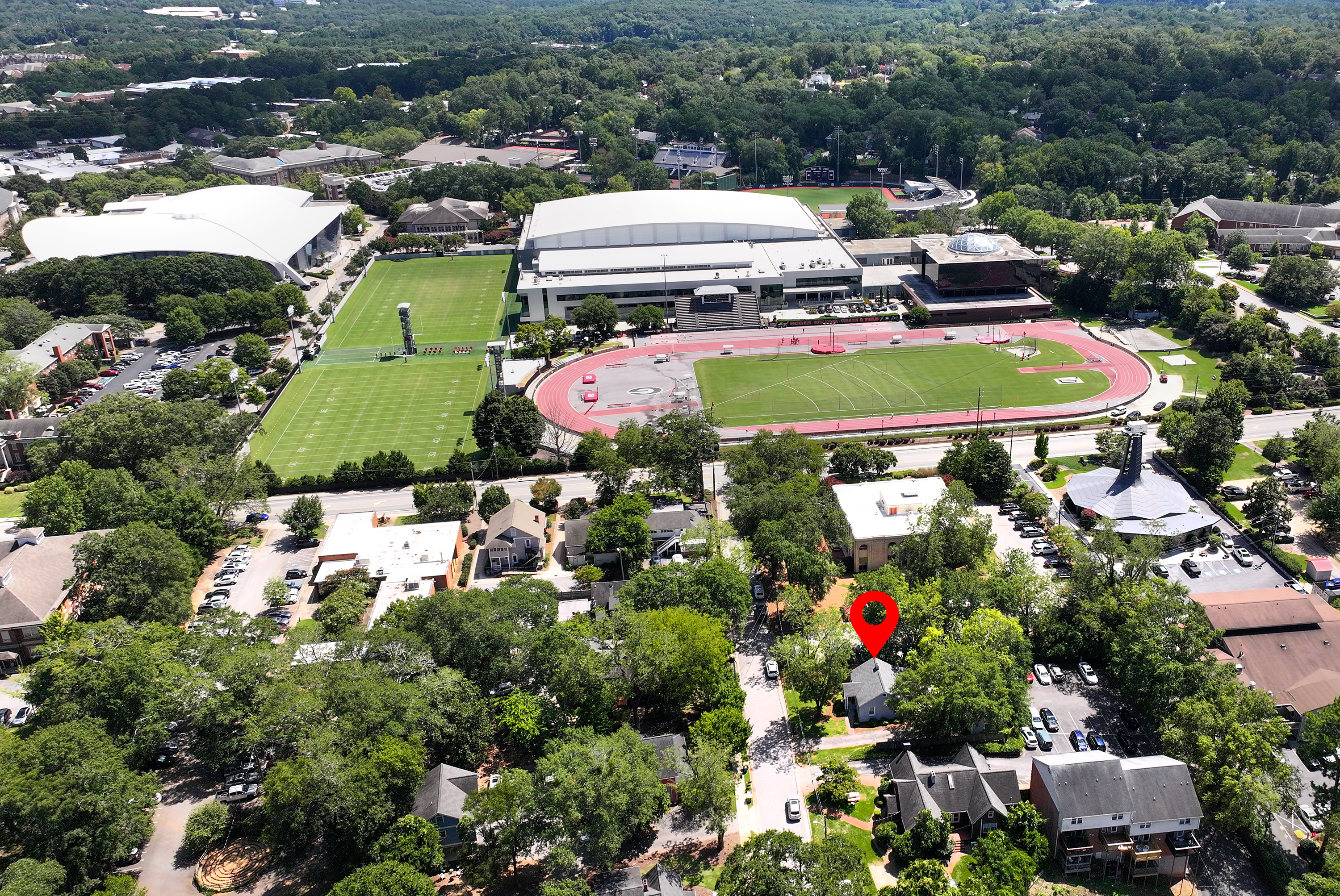 Aerial view with practice field and Stegman view