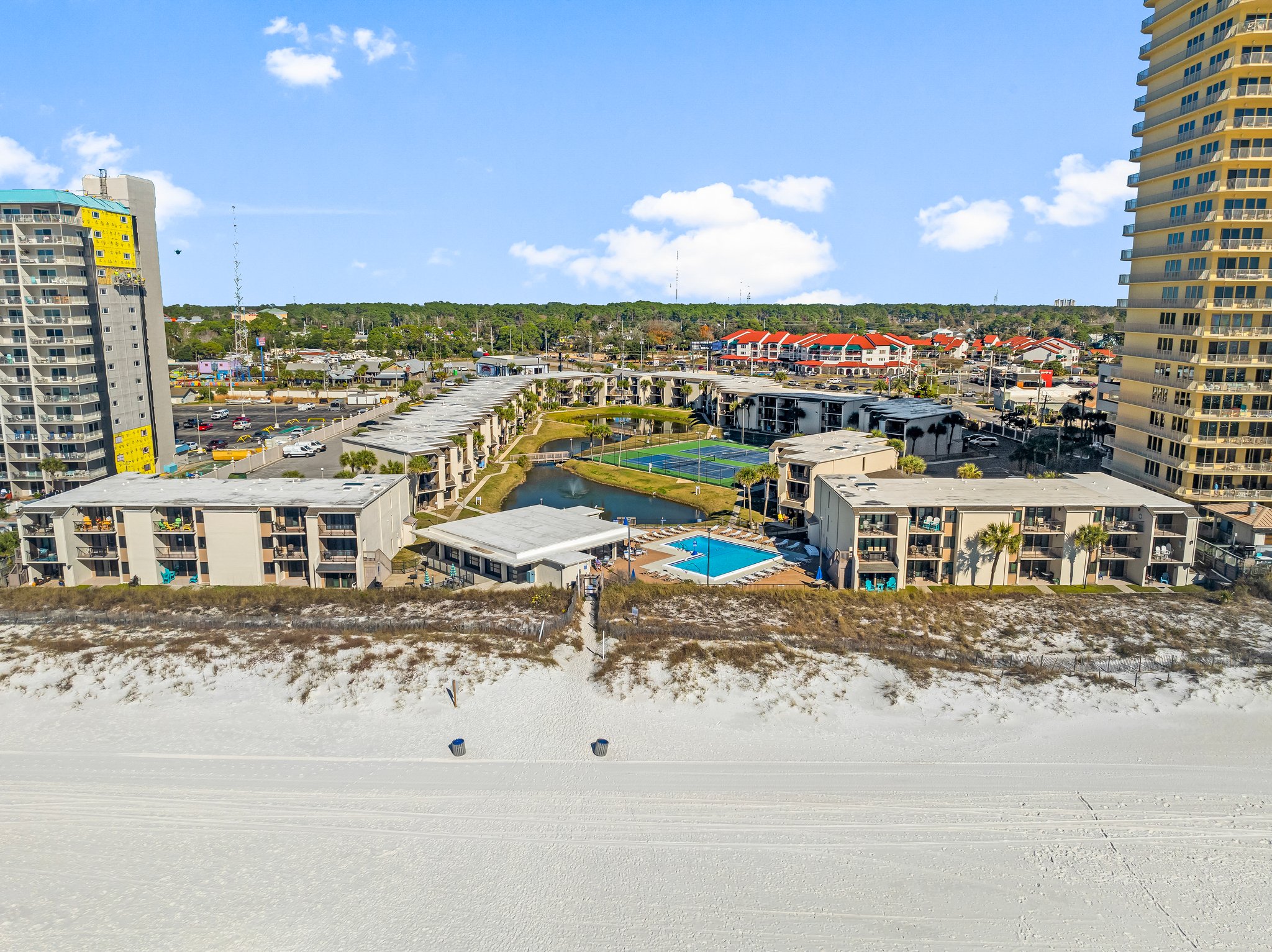 beachfront complex with small number of units to give you more beach space to use.