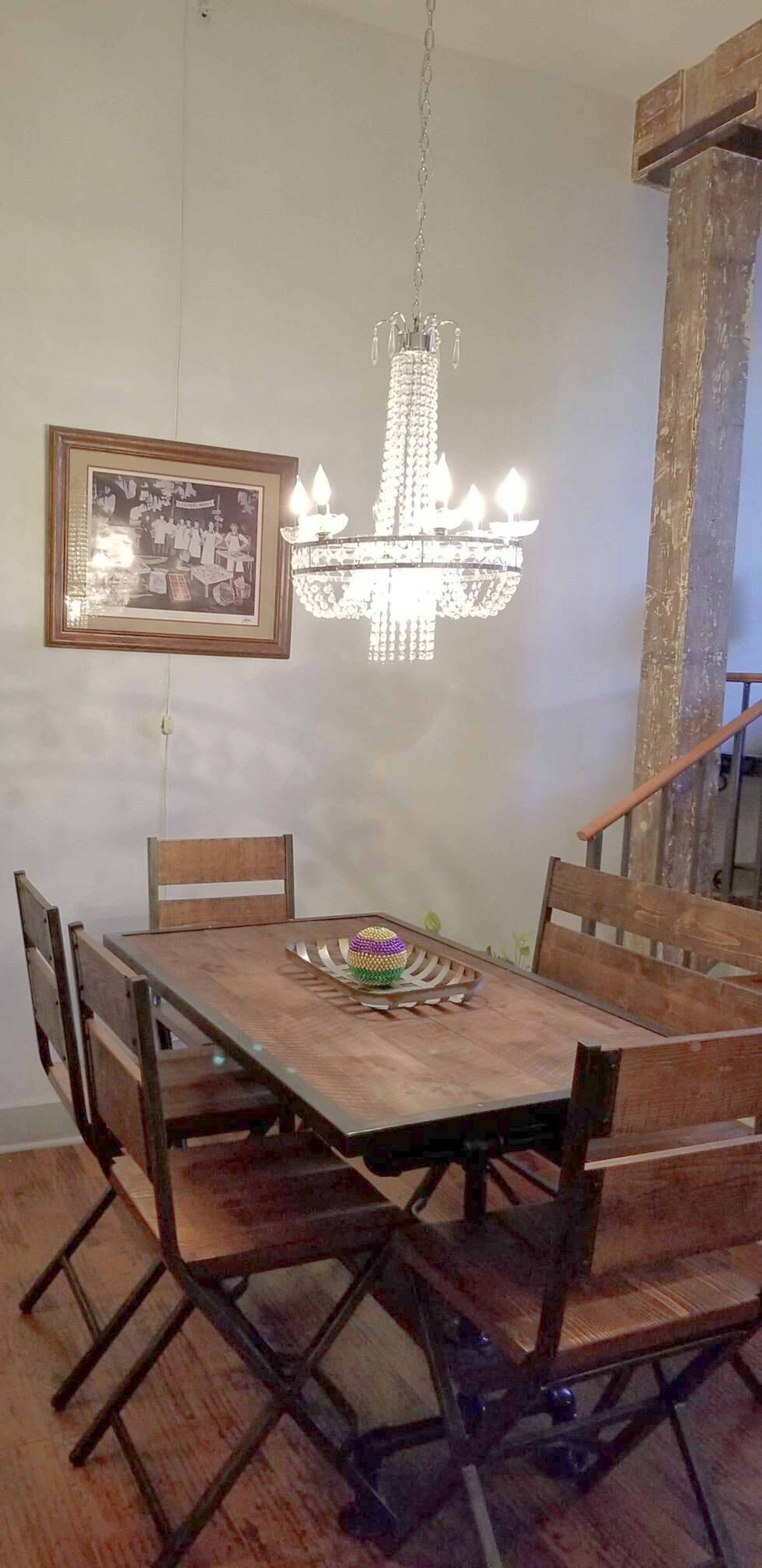 Repurposed wood for handmade table - seats 6.