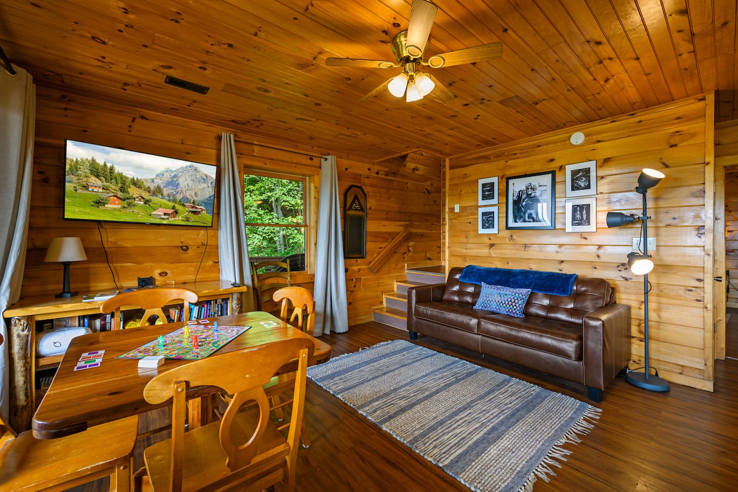 Play a game with the kids or allow them to have  dinner downstairs while the adults enjoy dinner upstairs. 