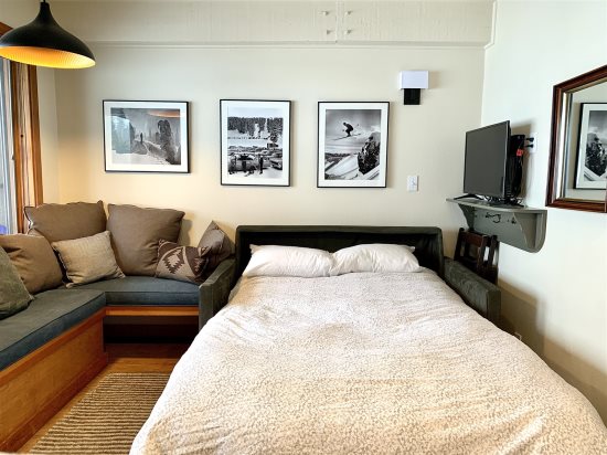 Sofa sleeper: Full-size bed.
