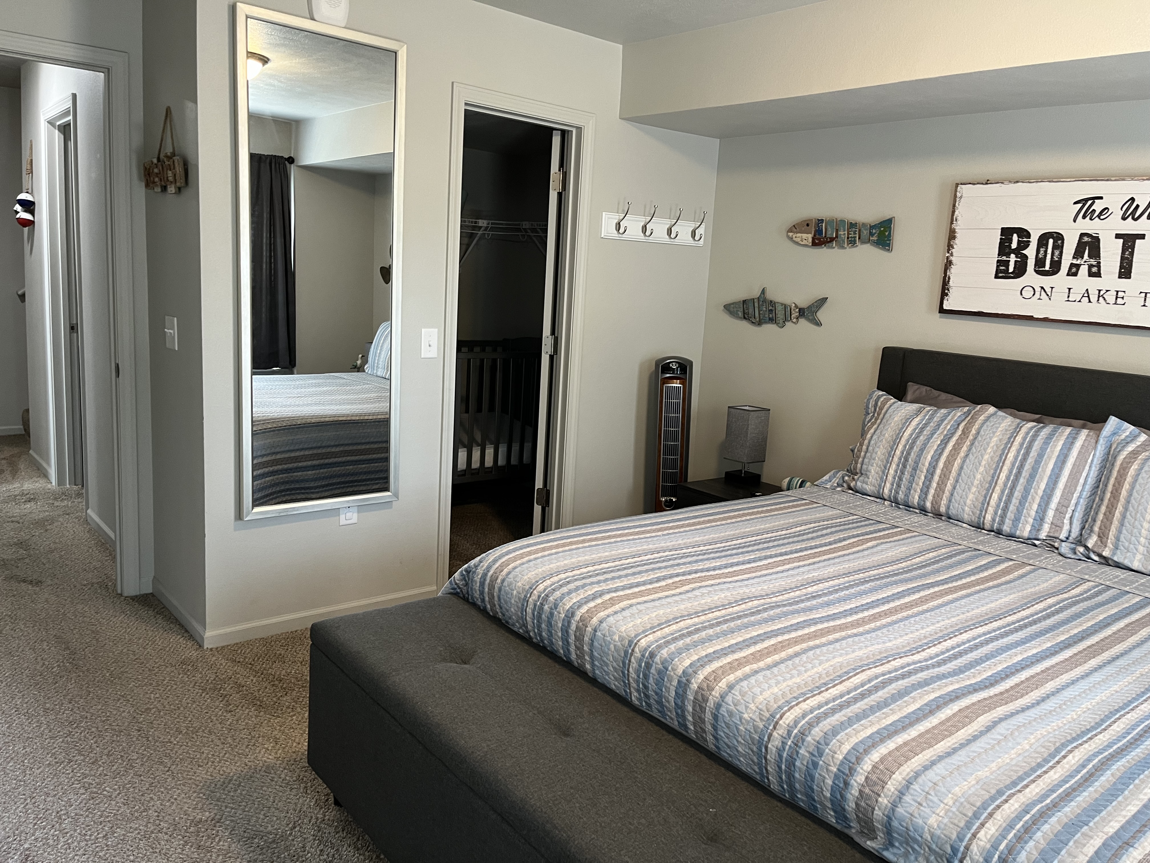 full size mirror in master bedroom