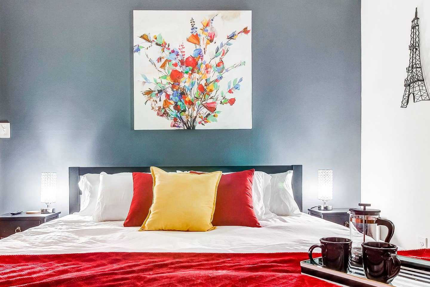 Relax in the master bedroom's King bed.