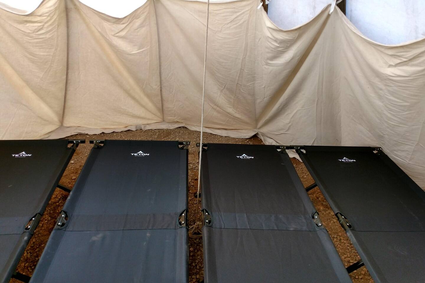 with less than authentic sleeping cots.