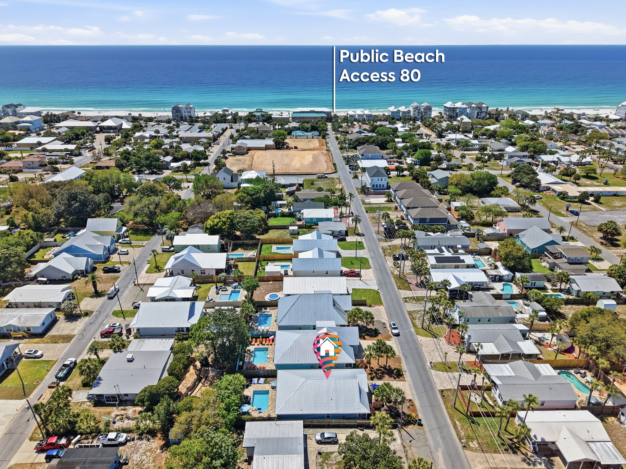 Just a 5-minute walk to beach access 80 and others at the end of the street.