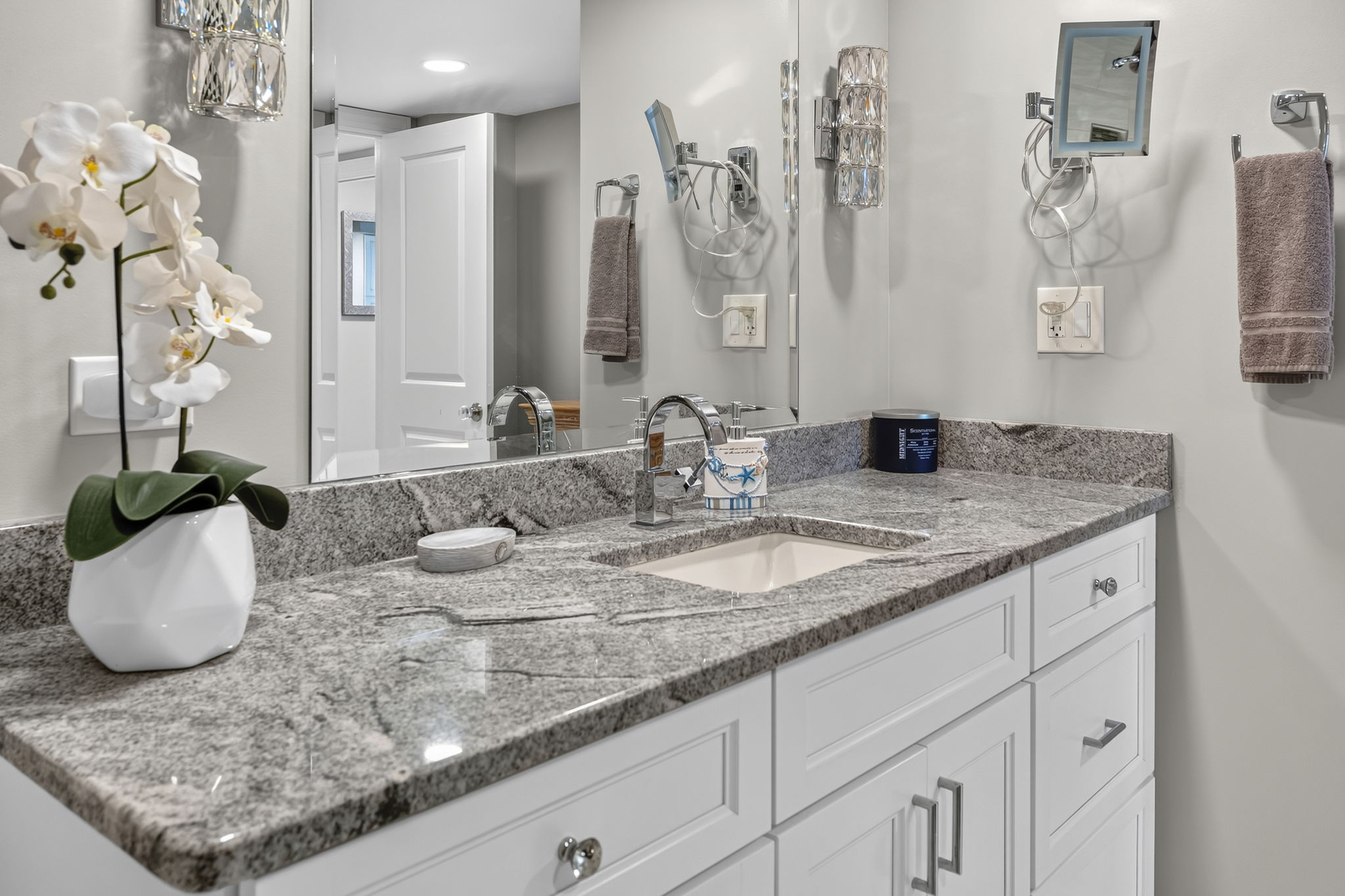 Guest Bathroom with glass walk in shower