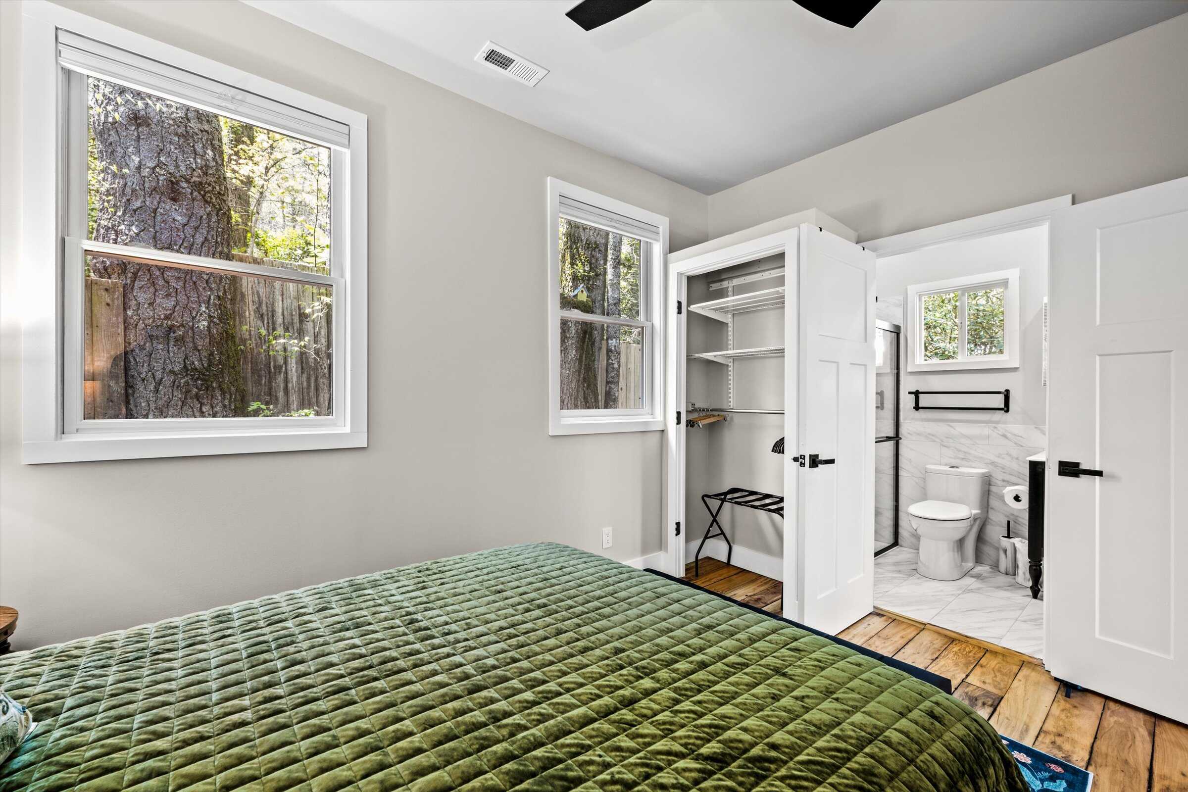 Luggage storage and access to en suite bathroom.