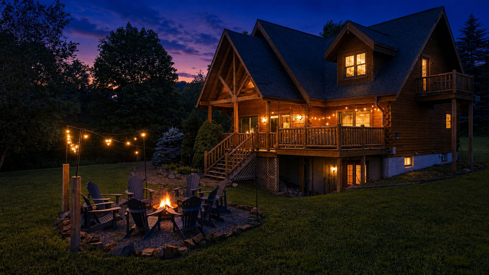 Fire pit just off the front porch - perfect for s'mores and stargazing. 