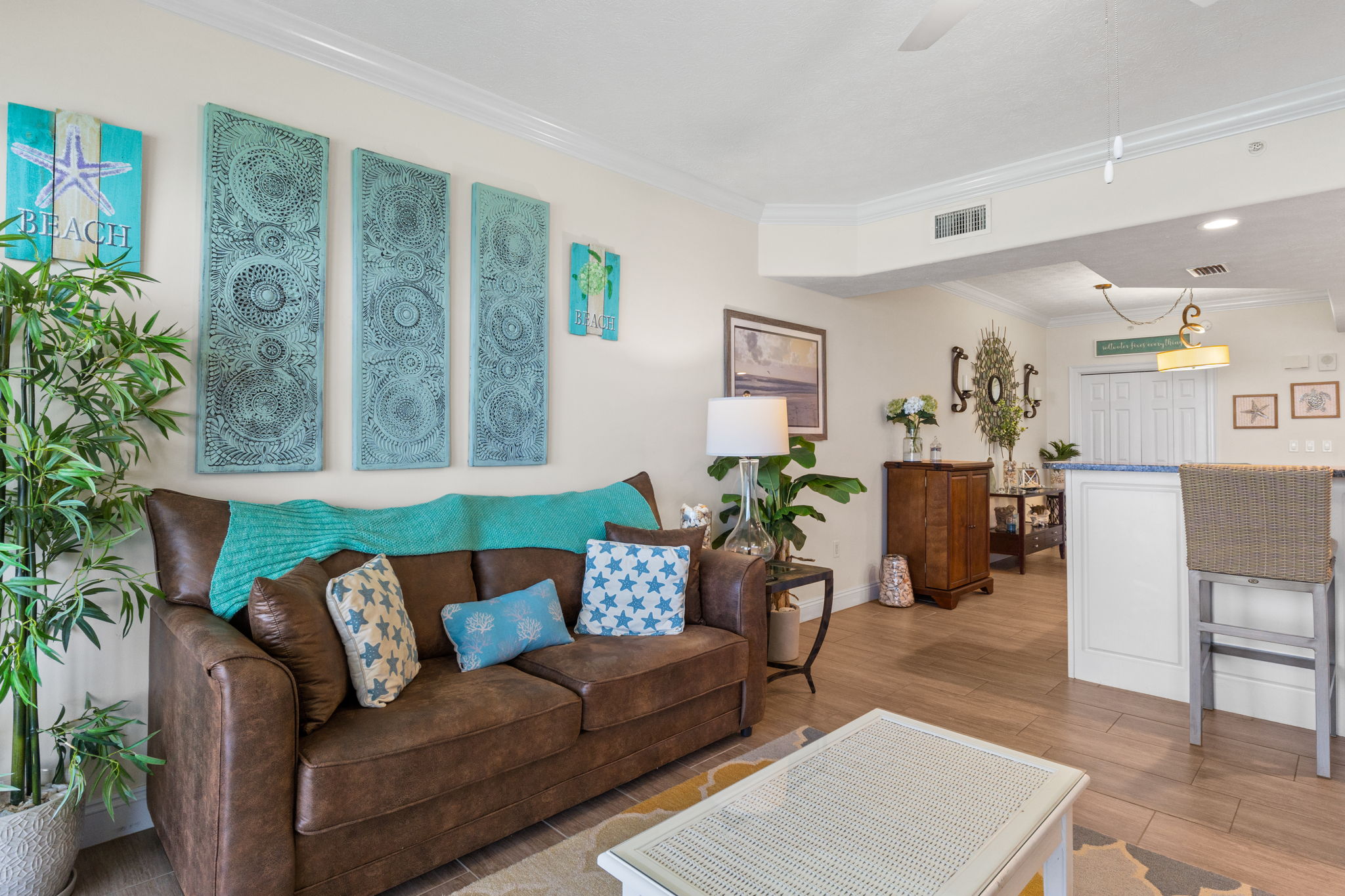 Living Room with Queen Sleeper Sofa and Amazing Beach Views