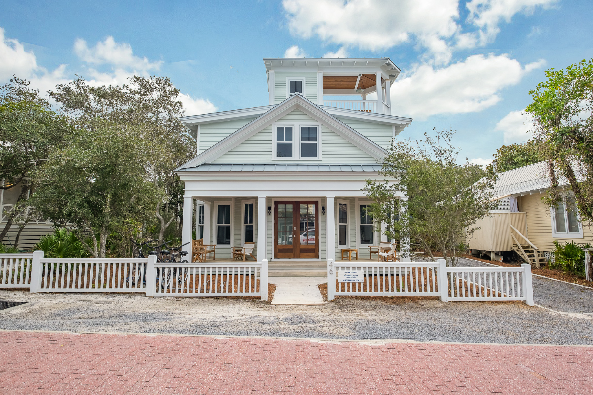 View from the street; your private driveway on the right.