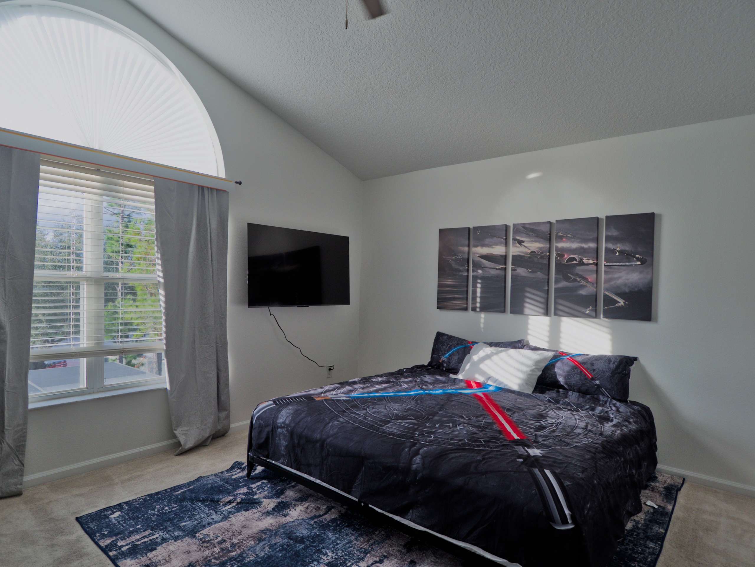 Star Wars room with king bed.