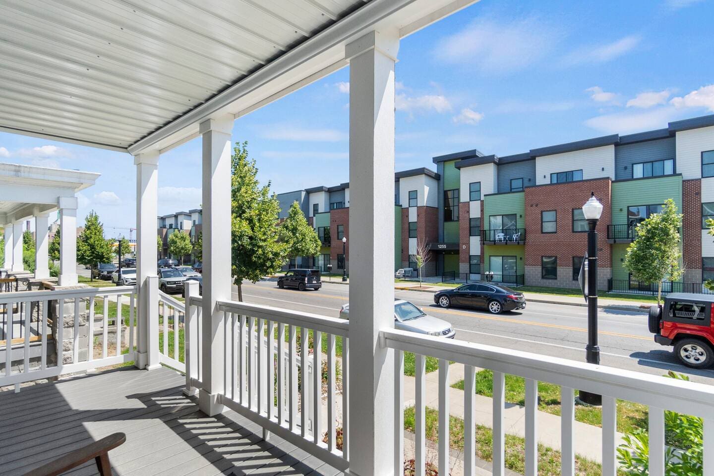 Cozy patio area, ideal for enjoying the outdoors with comfortable seating and a relaxing ambiance.