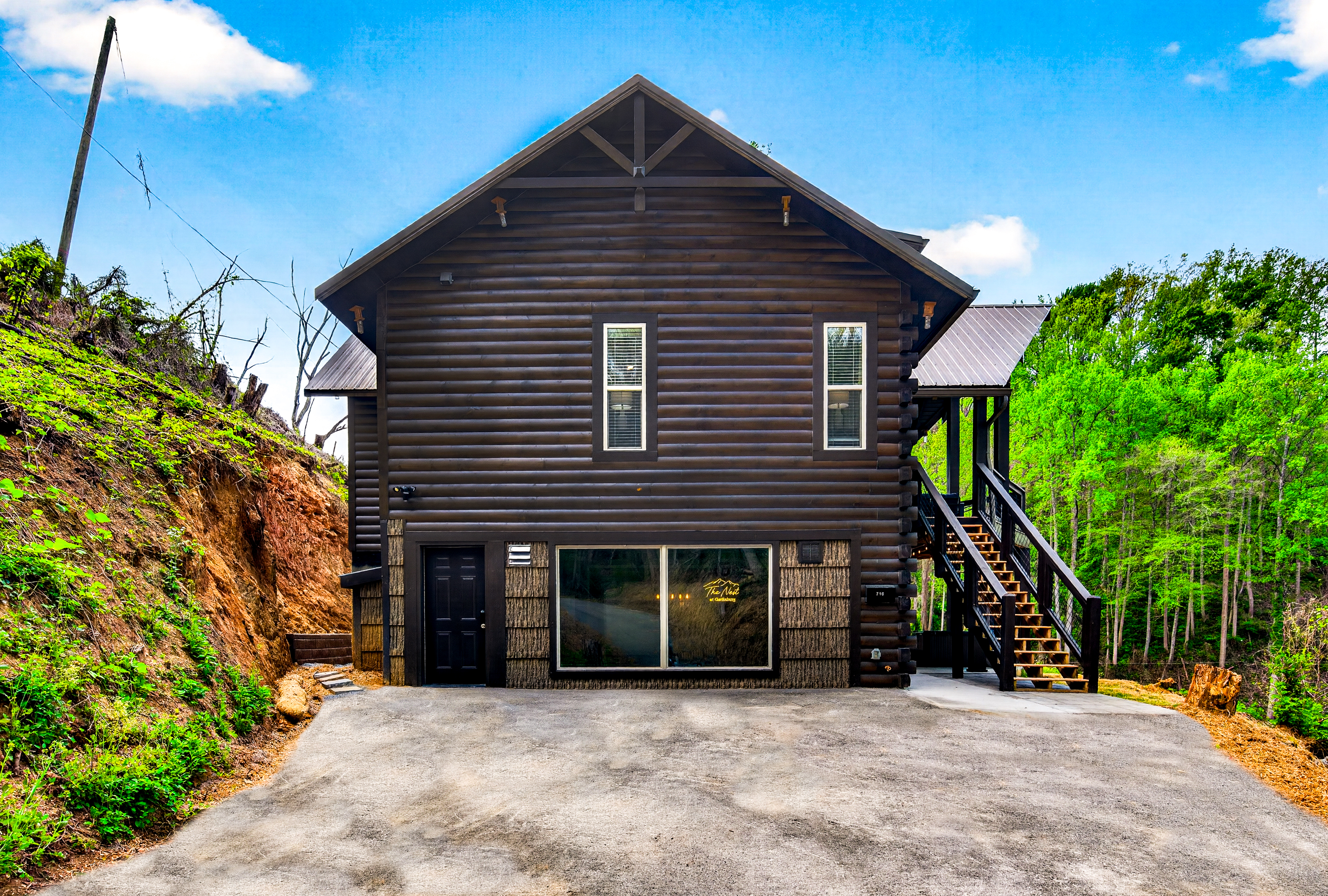 Private driveway with room for 6 vehicles.