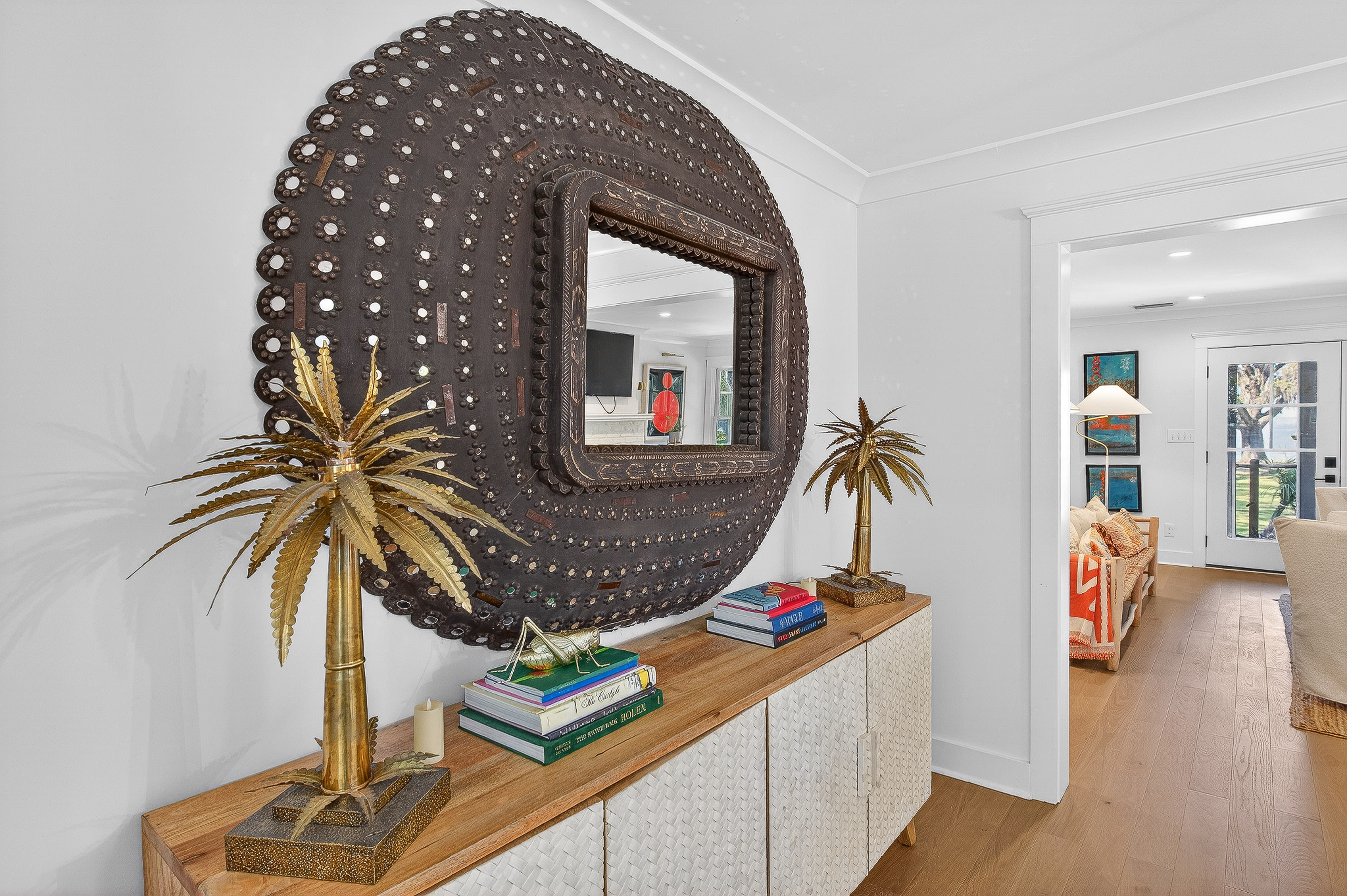 Beautifully styled hutch adding charm to the dining space