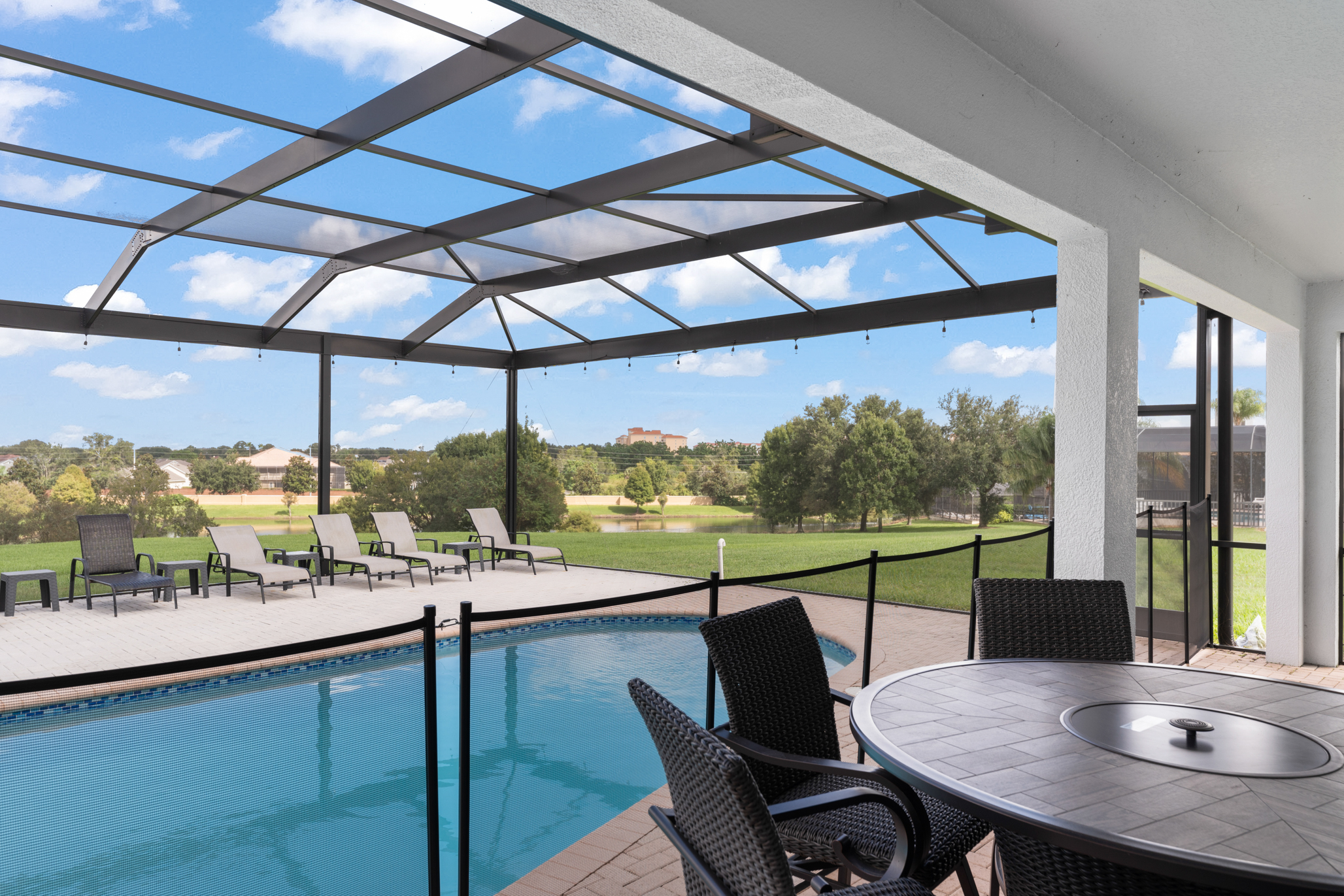 Pool with safety fence