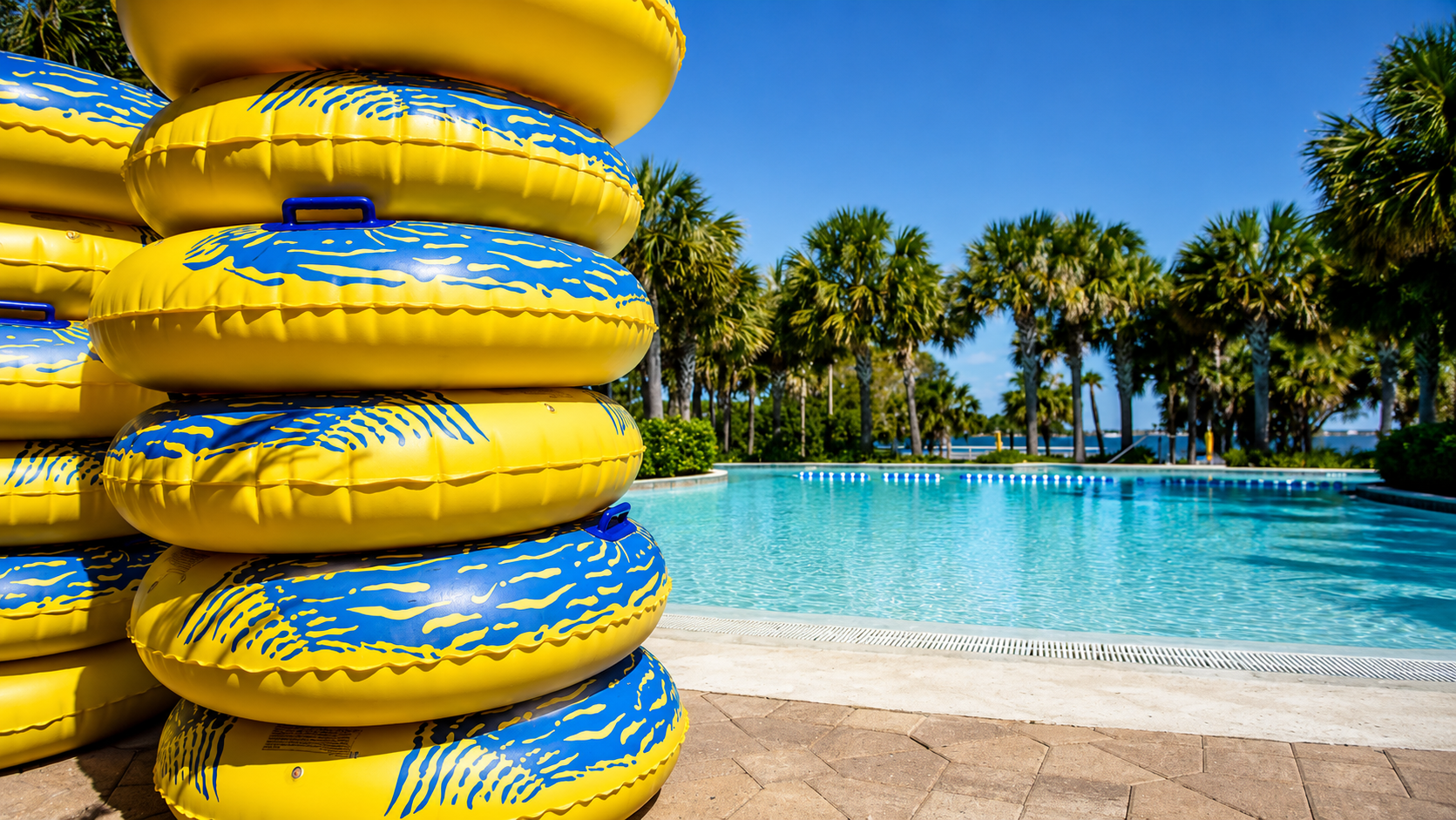 Tubes provided for floating the lazy river