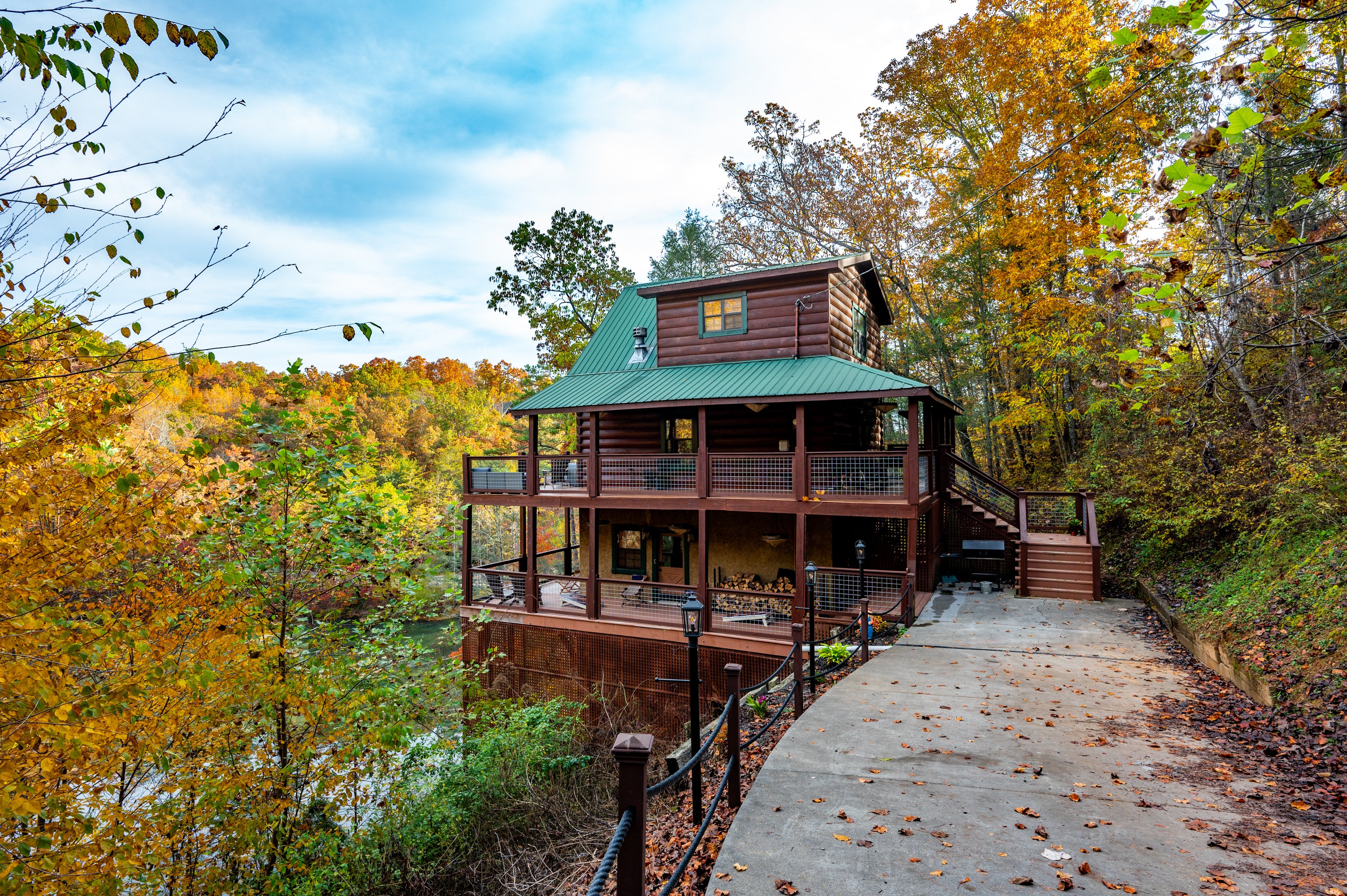 Enjoy the splash of color of old growth trees along with lake views