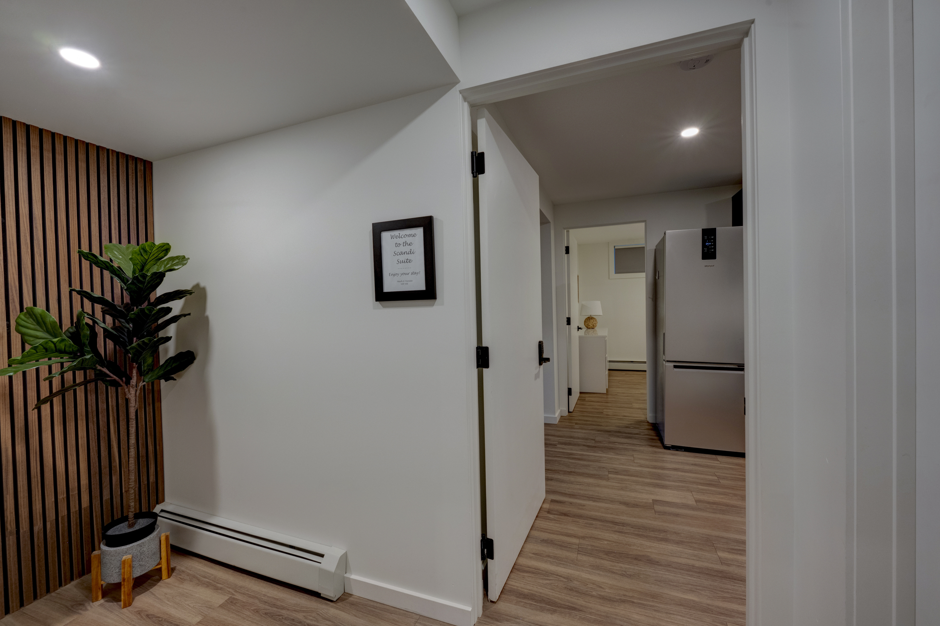 Private suite entrance with secure lock; same code as provided for check-in.